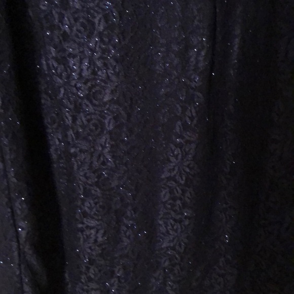 Navy Shimmer Lace Dress w/Overlay - Picture 3 of 4